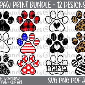Paw Print Svg bundel, Paw Svg, Paw Print Png, Paw Png, Paw Print Clipart, Paw Clipart, Dog Paw Svg, Cat Paw Svg, Paw Print Silhouet