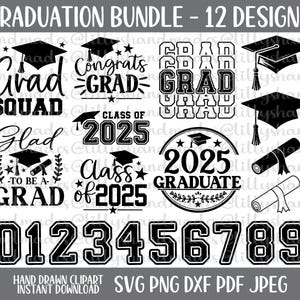 Pacote de SVG de formatura, SVG de formatura, SVG de esquadrão de formatura, SVG de parabéns pela formatura, SVG de turma, Feliz por ser um graduado, SVG de boné de formatura, Grad Png