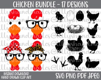Kyckling SVG-paket, tupp, kyckling, ägg, höna, kycklingar PNG Clipart