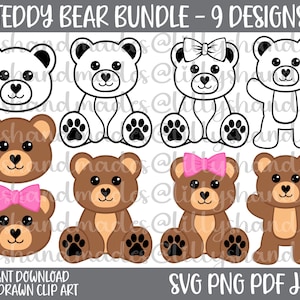Ours en peluche Svg, Png, Clipart ours en peluche, Svg bébé ours, bébé ours Png, vecteur d'ours en peluche, clipart ours en peluche, ours mignon Svg