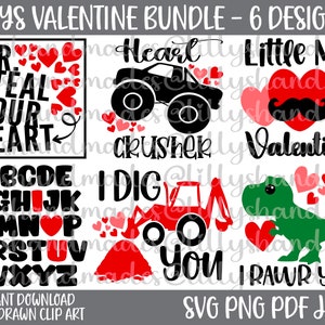 Chicos San Valentín Svg, Niño San Valentín Svg, San Valentín Monster Truck Svg, Te Rawr SVG, Sr. Robar tu Corazón Svg, Dinosaurio San Valentín Svg