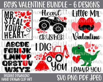 Boys Valentine Svg, Boy Valentine Svg, Valentine Monster Truck Svg, I Rawr You Svg, Mr Steal Your Heart Svg, Dinosaur Valentine Svg