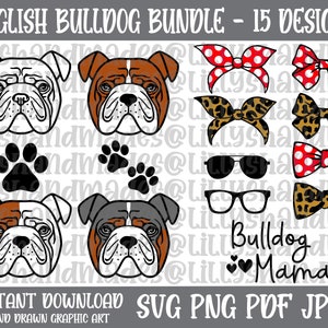 Bouledogue anglais Svg, bouledogue anglais Png, vecteur de bouledogue anglais, clipart bouledogue anglais, sublimation bouledogue anglais, bouledogue anglais maman