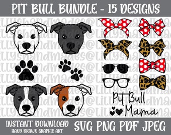 Pit Bull SVG Bundle, Pitbull PNG, Pittie Clipart