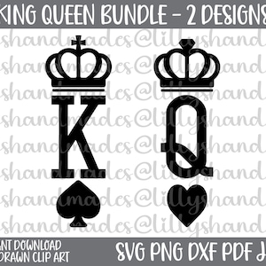 King and Queen Svg, King Queen Svg, King and Queen Png, King Svg, Queen Svg, Queen of Hearts Svg, King of Spades Svg, Couple Svg