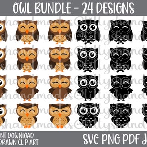 Owl Svg Bundle, Owl Clipart, Owl Png, Owl Vector, Cute Owl Svg, Owl Silhouette, Owl Stencils, Owl Cut File, Owl Svg Files for Cricut