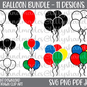 Ballons SVG-Bundle, Ballon Clipart Geburtstag Ballon SVG, Ballons Clipart Ballons Vektor, Ballon Png, Ballon Schablone Ballon Silhouette
