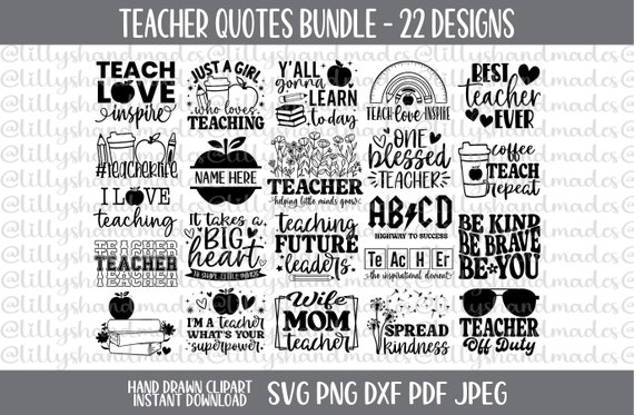 Teacher Svg Bundle, Teacher Tumbler Svg, Teacher Life Svg, Funny Teacher Svg, Teacher Monogram Svg, Teacher Shirt Svg, Teach Love Inspire