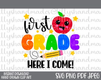 Hello 1st Grade SVG, Back to School, First Grade PNG