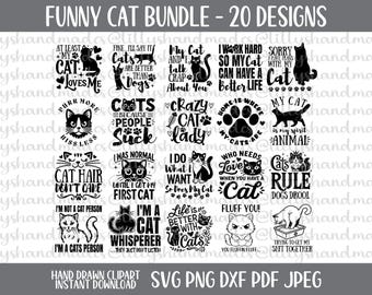 Funny Cat SVG Bundle, Cat Mom Quotes PNG