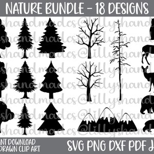Tree Svg File Nature Svg Mountain Svg File Tree Clipart Tree Silhouette Tree Png Bear Svg Deer Svg Owl Svg Tree Vector Pine Tree Vector