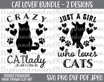 Gewoon een meisje dat van katten houdt, SVG, Crazy Cat Lady, png