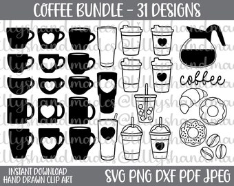 Coffee Svg Bundle, Coffee Cup Svg, Coffee Mug Svg, Coffee Clipart, Coffee Beans Svg, Coffee Pot Svg, Tumbler Svg Tea Svg, Coffee Cup Clipart