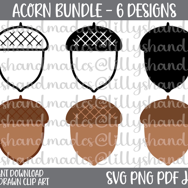 Acorn Svg Bundle, Acorn Clipart, Acorn Png, Acorn Vector, Acorn Clip Art, Acorn Silhouette, Acorn Outline, Acorn Stencil, Acorns Svg
