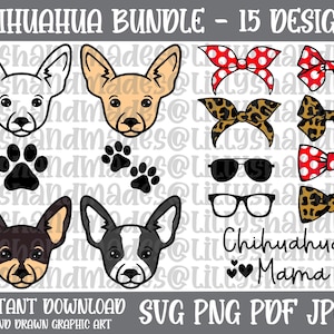 Chihuahua Svg Bundle, Chihuahua Png, Chihuahua Clipart, Chihuahua Vector, Chihuahua Puppy Svg, Chihuahua Mom Svg, Chihuahua Dad Svg