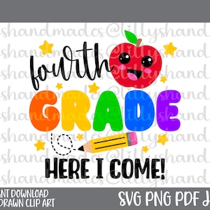 Hello 4th Grade Svg, Hello Fourth Grade Svg, 4th Grade Png, Fourth Grade Png, 4th Grade Shirt Svg, Back to School Svg, 1st Day of School Svg