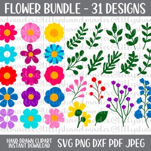 Clipart De Flores, Pacote Svg De Flores Em Camadas, Png De Flores, Svg De Flores, Clipart De Flores, Png De Flores, Pacote De Flores Svg, Folhas Svg