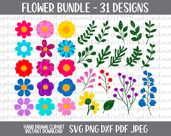 Floral SVG Bundle, Layered Flower PNG, Flowers, Floral Clipart
