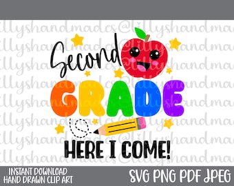 Hello Second Grade SVG, Back to School, 2nd Grade PNG