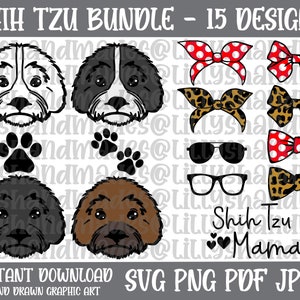 Bundle Shih Tzu Svg, Shih Tzu Png, Clipart Shih Tzu, vecteur Shih Tzu, autocollant Shih Tzu Png, Shih Tzu maman Svg, Mug Shih Tzu Svg