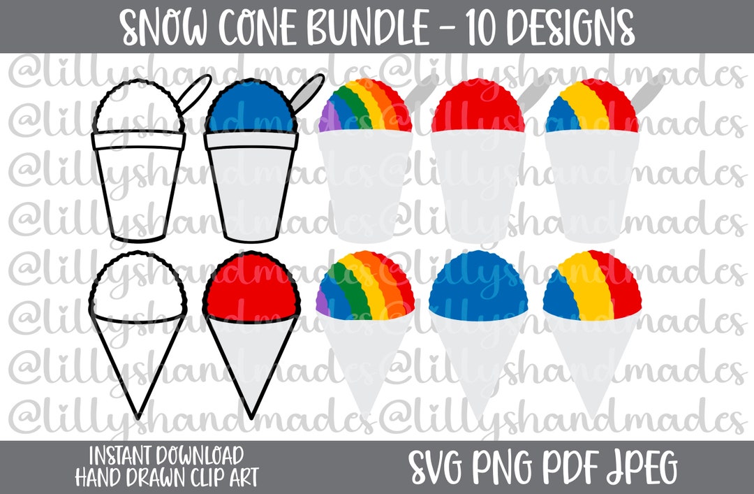 Snow Cone Svg Bundle, Snowcone Svg, Snow Cone Png, Snow Cone Clipart