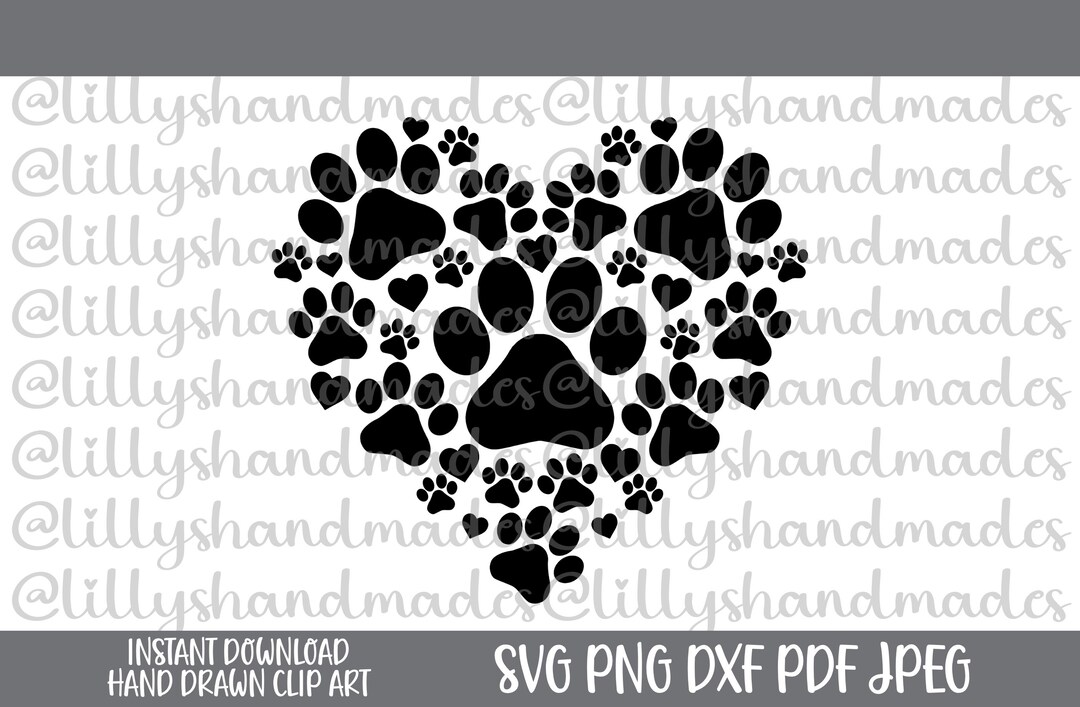 Paw Heart Svg Heart Paw Svg Dog Love Svg Dog Paw Print Svg Etsy