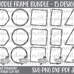 Doodle Frame Svg Bundle, Floral Frame Svg, Doodle Frame Png, Frame Clipart Frame Vector, Square Frame Svg Circle Frame Svg, Flower Frame Svg