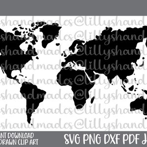 World Map Svg, World Map Png, World Map Vector, World Map Dxf, World Map Clipart, World Svg, World Map Silhouette Svg, World Map Cut File