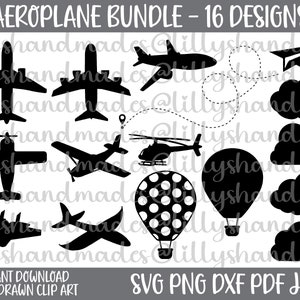 Airplane Bundle Svg, Airplane Svg, Cloud Svg, Airplane Silhouette, Airplane Clipart, Airplane Vector, Airplane Stencil, Helicopter Svg