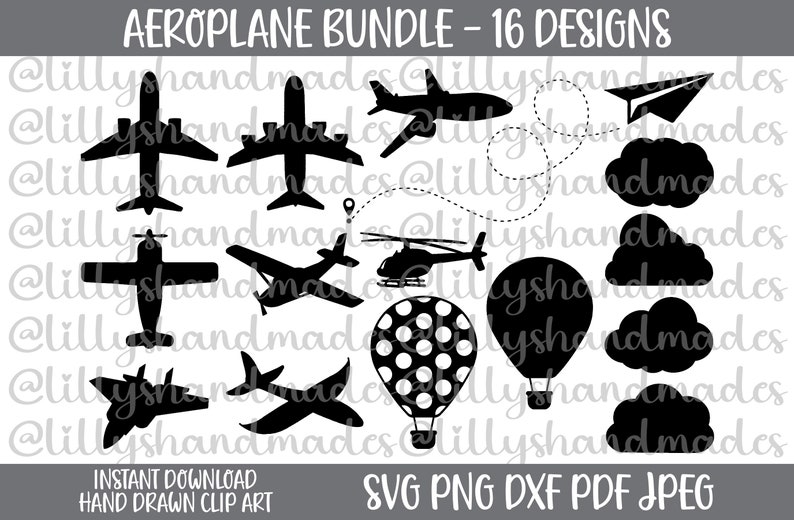 Airplane Clipart, Airplane Svg, Airplane Png, Airplane Silhouette, Helicopter Svg, Jet Svg, Aeroplane Svg, Cloud Svg, Paper Airplane Svg image 1
