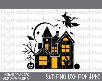 Spookhuis SVG, Halloween Spooky PNG Cliart