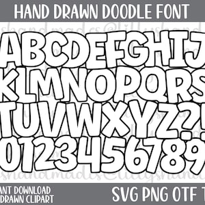 Font Svg, Alphabet Svg, Outline Font Svg, Doodle Font Svg, Handwritten Font Svg, Doodle Letters Svg, Doodle Font Png, True Type Font