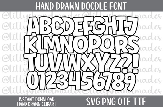 Doodle Font Svg, Handwritten Font Svg, Doodle Letters Svg, True Type Font, Alphabet Svg, Cricut Font Svg, Outline Font Svg, Doodle Font Png