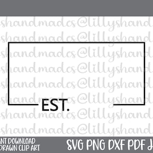 Rectangle noir est. 2023 : Est-Svg famille, Est-Svg maman, Est-Svg M. et Mme, Est-Svg papa, vient de se marier Svg, mariage Svg, établi Svg