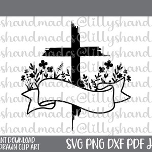 Blumenkreuz svg, Blumenkreuz Png, gesegnetes Kreuz svg, Jesus Kreuz svg, Glaube Kreuz svg-Dateien, Monogramm Kreuz svg