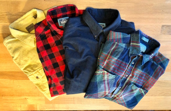 Four Vintage Flannel Shirts