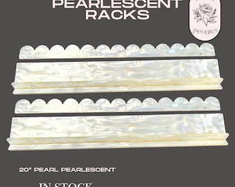 20 inch Pearlescent Scalloped Mahjong Rack & Magnetic Pusher Set, Scalloped Mahjong Racks, Pearl White Racks, Magnetic Mahjong Accessories
