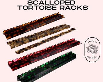 Juego de atril de mahjong festoneado de 19 pulgadas color carey y empujador magnético, atriles de mahjong festoneados, atriles color marrón carey, accesorios magnéticos para mahjong