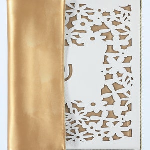 Genuine Leather laser cut Gold Flower Challah Cover image 2
