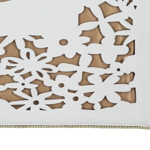 Genuine Leather laser cut Gold Flower Challah Cover image 6