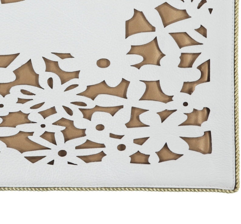 Genuine Leather laser cut Gold Flower Challah Cover image 6