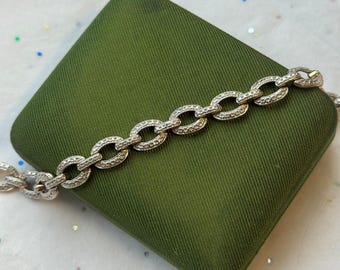 Vintage Sterling Silver Link Faux Tennis Bracelet