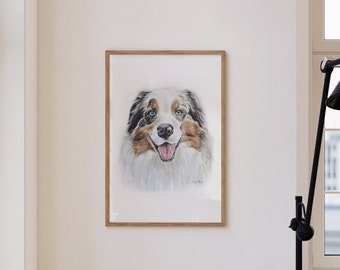 Handpainted Pet Portrait Custom Watercolor Dog Portrait Handmade Painting (nondigital)