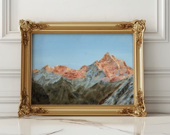 Mountains Golden Hour Oil Painting Premium Matte Paper Poster Original Art Print