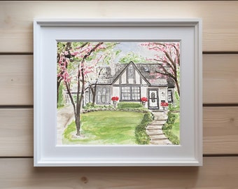 Handpainted House Painting Custom Watercolor Handmade (nondigital)