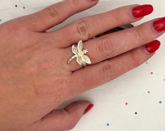 Vintage Sterling Silver Dragonfly Ring