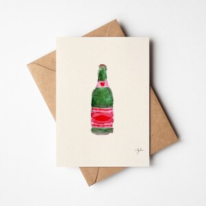 Lot de 10 bouteilles de champagne avec étiquettes rouges et roses (avec enveloppes)