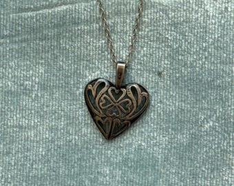 Vintage Sterling Silver Heart Pendant Necklace