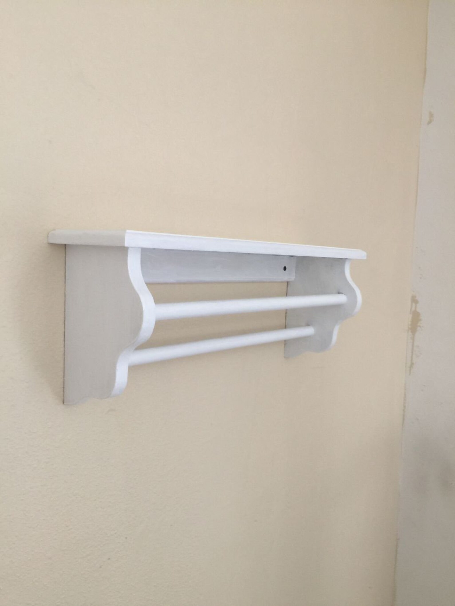 White wood shelf with towel bar wood towel bar bathroom Etsy