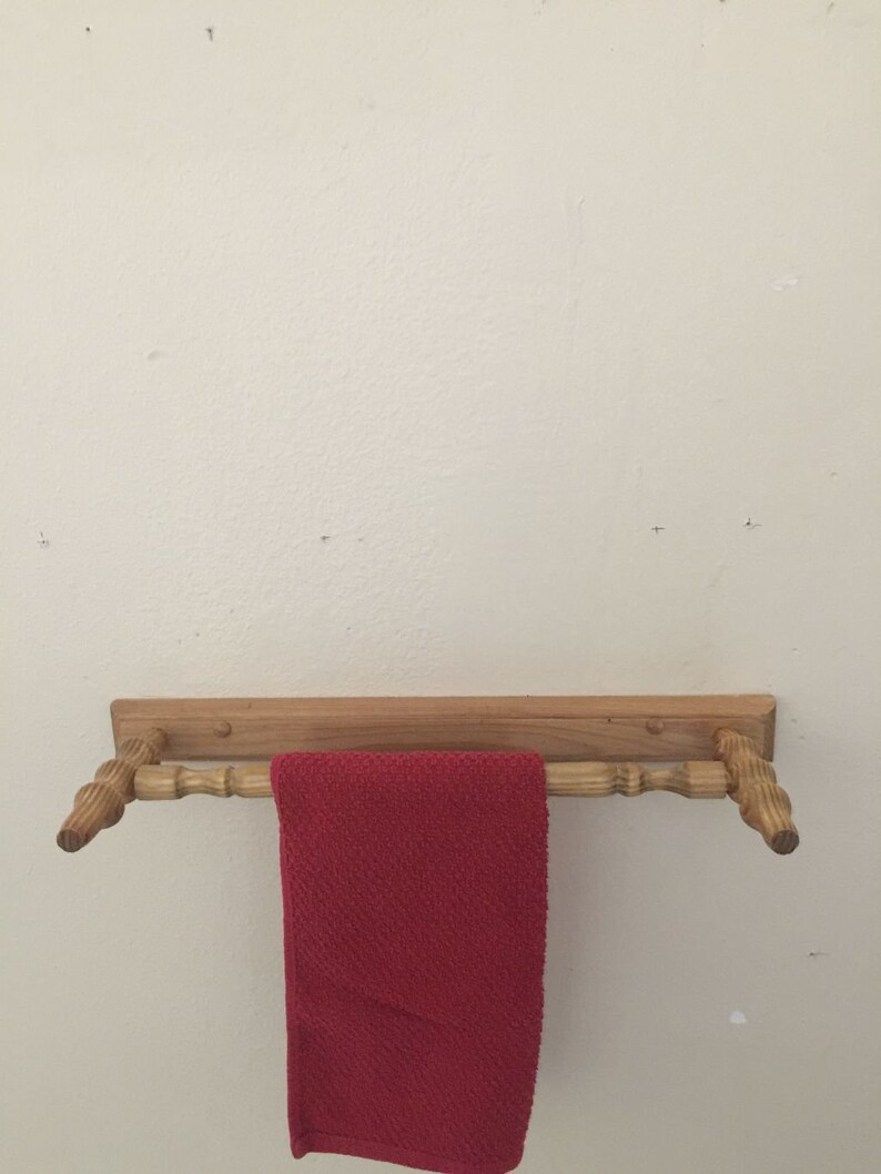 Wood towel bar 16 inch unique wood towel bar handmade Etsy